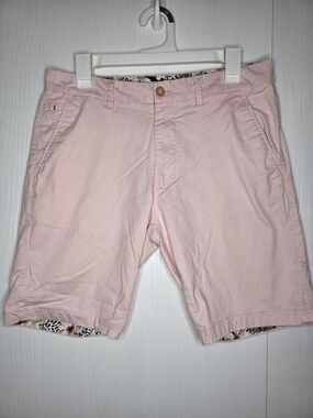 Denim & Flower Ricky Singh Men's Pale Pink Flat-Front Chino Preppy Shorts-32
